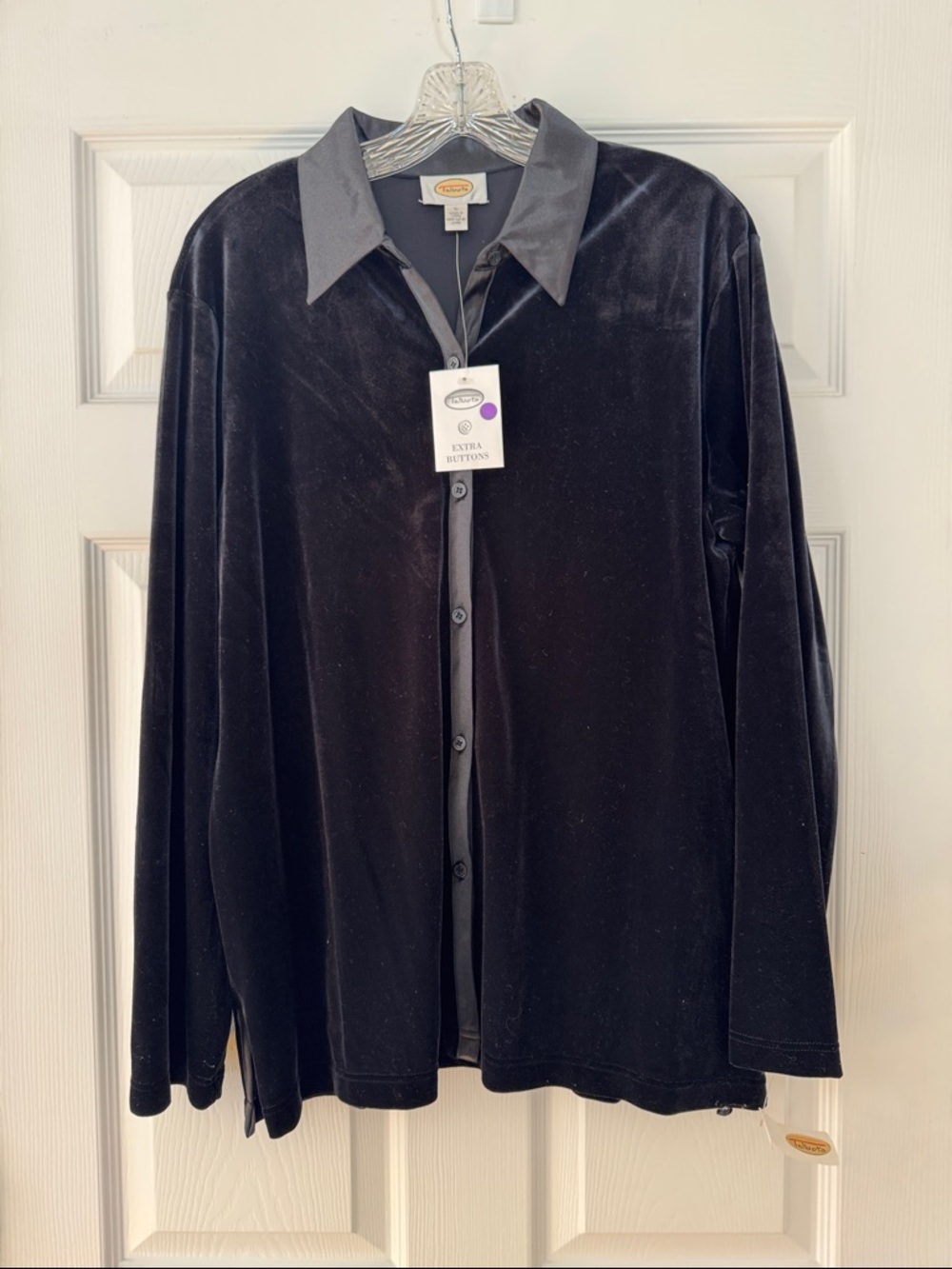 Talbots Velvet Button-Up Shirt Jacket in Black size Large NWT